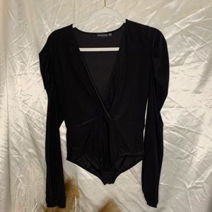 Ruched sleeve blouse bodysuit